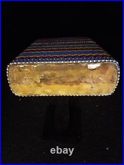 Nice Huge 6 3/4 Tall Blue Fully Beaded Native American Indian Zippo Lighter