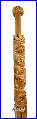 Northwest Coast Native American Indian Totem Hand Carved Wood Walking Stick