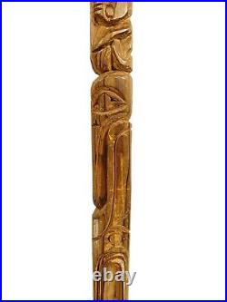 Northwest Coast Native American Indian Totem Hand Carved Wood Walking Stick