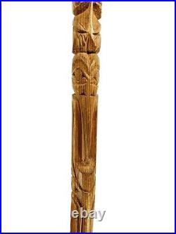 Northwest Coast Native American Indian Totem Hand Carved Wood Walking Stick