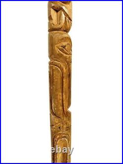 Northwest Coast Native American Indian Totem Hand Carved Wood Walking Stick