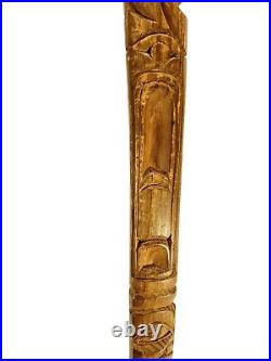 Northwest Coast Native American Indian Totem Hand Carved Wood Walking Stick