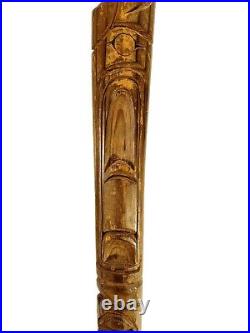 Northwest Coast Native American Indian Totem Hand Carved Wood Walking Stick