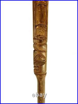 Northwest Coast Native American Indian Totem Hand Carved Wood Walking Stick