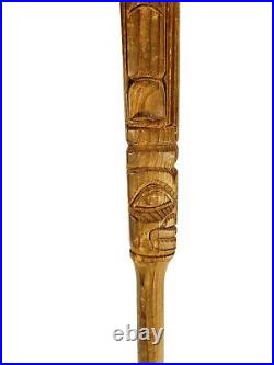 Northwest Coast Native American Indian Totem Hand Carved Wood Walking Stick