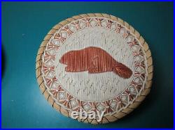 Ojibwe Native American Indian BEAVER Porcupine Quill Birch Bark Sweetgrass Box