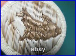 Ojibwe Native American Indian WOLVES Porcupine Quill Birch Bark Sweetgrass Box