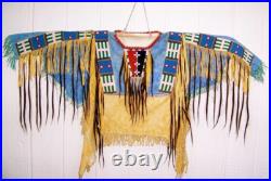 Old American Handmade Beige Buckskin Suede Beaded Powwow Regalia War Shirt NS95 Old American Handmade Beige Buckskin Suede Beaded Powwow Regalia War Shirt NS95