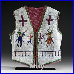 Old American Sioux Style Beaded Front With Suede Hide Back Powwow Vest FV201