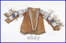 Old American Style Handmade Dakota Beaded Buckskin Hide Powwow War Shirt PWP917
