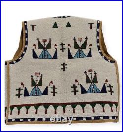 Old American Style Handmade Lakota Design Medium Beaded Front Powwow War Vest