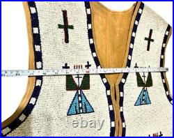 Old American Style Handmade Lakota Design Medium Beaded Front Powwow War Vest