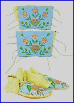 Old American Style Handmade Native Woman Beaded Leggings & Moccasin LGM15