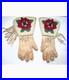 Old American Style Handmade Sioux Floral Beaded Leather Gauntlet Gloves G13
