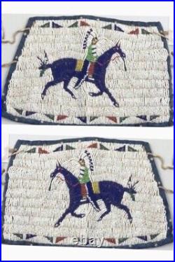 Old American Style Handmade Sioux Horse Beaded Cuffs Leather Fringes FHC12