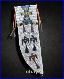 Old Antique Style Indian Beaded Knife Cover Native American Leather Knife Sheath
