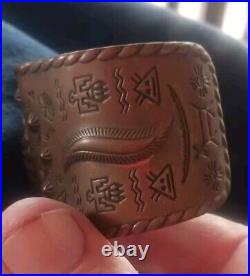 Old Native American Navajo Fred Harvey Era Copper Cuff Really Fine