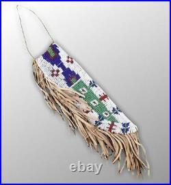 Old Powwow American Sioux Style Handmade Beaded Leather Knife Sheath NKN102