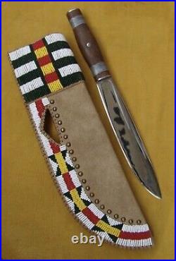 Old Style Indian Beaded Knife Cover Native American Leather Knife Sheath 039