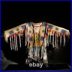 Old Style Native American Buffalo Beaded Fringe Powwow Regalia War Shirt XL Size