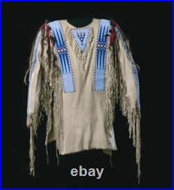 Old Style Native American Buffalo Beaded Fringes Powwow Regalia War Shirt NLS66