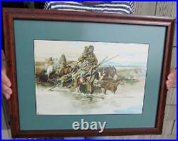 Original Charles Marion Russell River Crossing Indian Print C. M. Russell