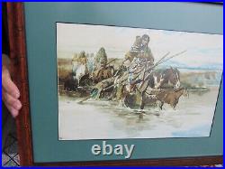 Original Charles Marion Russell River Crossing Indian Print C. M. Russell
