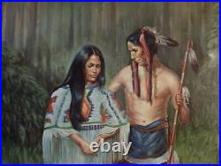 Original Painting NATIVE AMERICAN LOVERS Indian Maiden & Warrior Romance 20 x 24