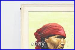 Original Portrait Oil Painting Native American Indian Headscarf Signed AFM Frame