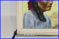 Original Portrait Oil Painting Native American Indian Headscarf Signed AFM Frame