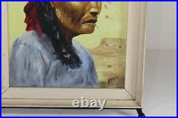 Original Portrait Oil Painting Native American Indian Headscarf Signed AFM Frame