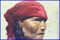 Original Portrait Oil Painting Native American Indian Headscarf Signed AFM Frame