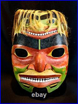 Pacific NW Native American Carved Wood Large Mask Frog Shaman R. Dudley 1996