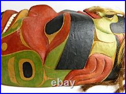 Pacific NW Native American Carved Wood Large Mask Frog Shaman R. Dudley 1996