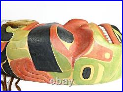 Pacific NW Native American Carved Wood Large Mask Frog Shaman R. Dudley 1996