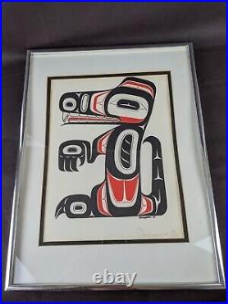 Pacific North Coast Native American Indian Wolf Totem Art 1984 Print SIGNED