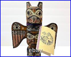 Patrick Seale Totem Pole Alaska Black Diamond Fog Women Carved Wood Signed