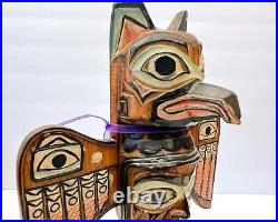 Patrick Seale Totem Pole Alaska Black Diamond Fog Women Carved Wood Signed