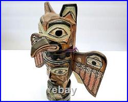 Patrick Seale Totem Pole Alaska Black Diamond Fog Women Carved Wood Signed