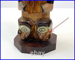 Patrick Seale Totem Pole Alaska Black Diamond Fog Women Carved Wood Signed