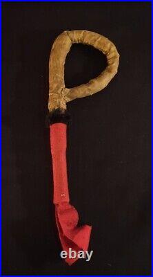 Plains Native America Rattle Indian Made Red Trade Cloth Wrapped 1900-1930