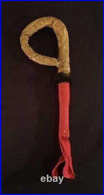 Plains Native America Rattle Indian Made Red Trade Cloth Wrapped 1900-1930