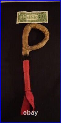 Plains Native America Rattle Indian Made Red Trade Cloth Wrapped 1900-1930