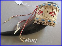 Plains Quilled Ceremonial Buffalo Horn, Native American Indian #wy P-128