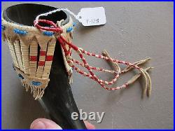 Plains Quilled Ceremonial Buffalo Horn, Native American Indian #wy P-128