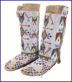 Powwow Regalia Native American Style Handmade Beaded Moccasin Leggings LGM07