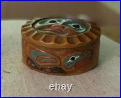 Preowned Pacific Northwest Native Indian Sun Lidded Box & Seal Vintage