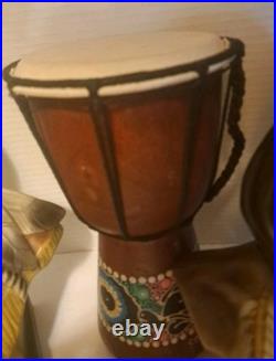 RARE/SET Vintage American Indian Chief/Native American GirlBust StatuesSmallDrum