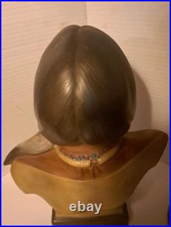 RARE/SET Vintage American Indian Chief/Native American GirlBust StatuesSmallDrum