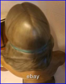 RARE/SET Vintage American Indian Chief/Native American GirlBust StatuesSmallDrum